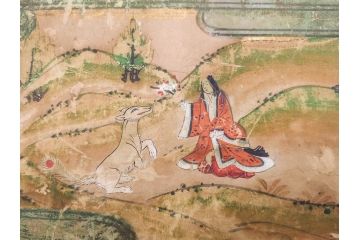 時代物　江戸期　奈良絵7枚セット(物語絵、風景、貴族、狐)(R-083684)