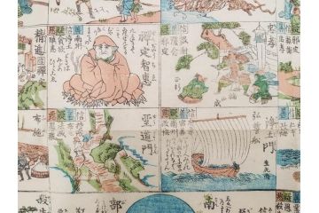 江戸期　善悪双六　極楽道中図絵　算柎　すごろく(木版画、仏教)(R-083685)