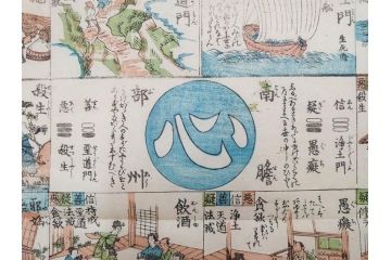 江戸期　善悪双六　極楽道中図絵　算柎　すごろく(木版画、仏教)(R-083685)