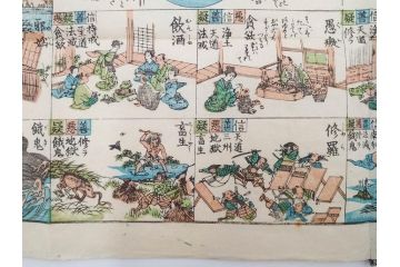 江戸期　善悪双六　極楽道中図絵　算柎　すごろく(木版画、仏教)(R-083685)