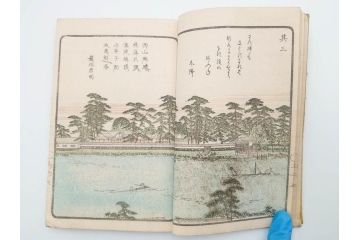 江戸期　暁晴翁著　松川半山画　淀川両岸一覧　上り船の部　上下 2冊揃(木版画、地誌、古書、和本)(R-083687)　
