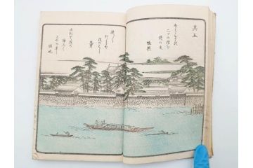 江戸期　暁晴翁著　松川半山画　淀川両岸一覧　上り船の部　上下 2冊揃(木版画、地誌、古書、和本)(R-083687)　