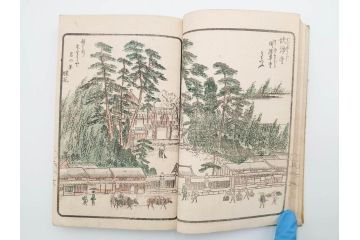 江戸期　暁晴翁著　松川半山画　淀川両岸一覧　上り船の部　上下 2冊揃(木版画、地誌、古書、和本)(R-083687)　