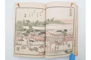 江戸期　暁晴翁著　松川半山画　淀川両岸一覧　上り船の部　上下 2冊揃(木版画、地誌、古書、和本)(R-083687)　