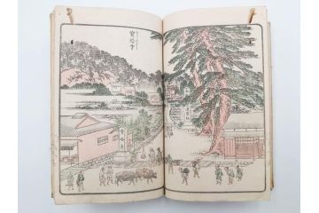 江戸期　暁晴翁著　松川半山画　淀川両岸一覧　上り船の部　上下 2冊揃(木版画、地誌、古書、和本)(R-083687)　