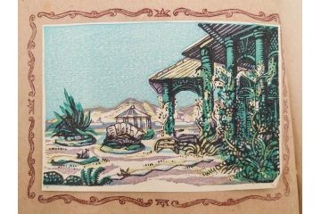 真作　田川憲　手摺版　長崎風物詩の版画集と絵葉書のセット　(R-083693)　