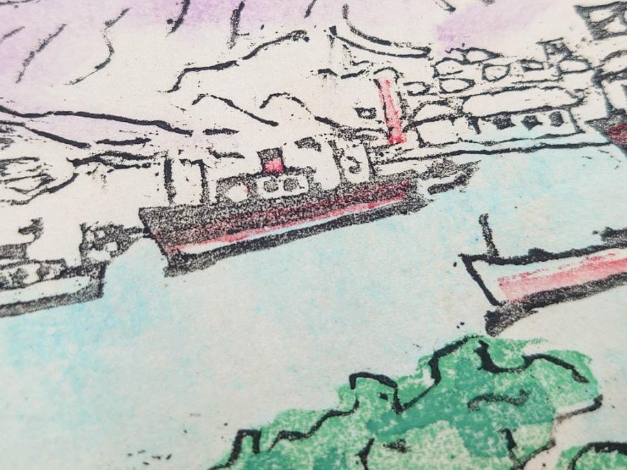 真作　田川憲　手摺版　長崎風物詩の版画集と絵葉書のセット　(R-083693)　