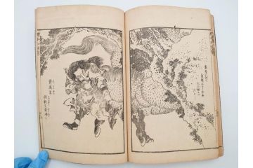 天保7年　葛飾北斎　「絵本和漢誉」　浮世絵　木版画(武者絵、英雄、画狂老人卍筆、古書)(R-083694)