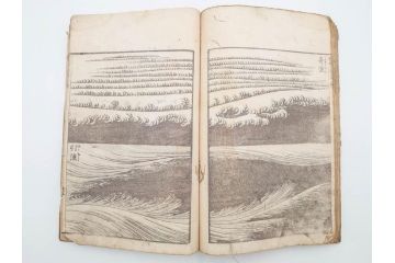 葛飾北斎　「北斎漫画」　二編(2編)　四編(4編)　浮世絵　木版画　2冊セット(画集、絵手本、和本、古書)(R-083696)