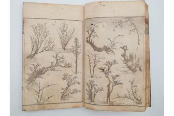 葛飾北斎　「北斎漫画」　二編(2編)　四編(4編)　浮世絵　木版画　2冊セット(画集、絵手本、和本、古書)(R-083696)