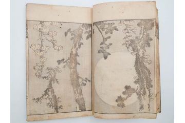 葛飾北斎　「北斎漫画」　二編(2編)　四編(4編)　浮世絵　木版画　2冊セット(画集、絵手本、和本、古書)(R-083696)