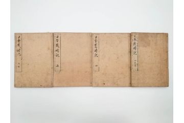 江戸期　貞享5年　貝原好古編録　貝原損軒刪補　「日本歳時記」　7巻4冊揃(木版画、古書、絵入本、年中行事、風習、和本)(R-083697)