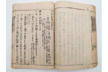 江戸期　貞享5年　貝原好古編録　貝原損軒刪補　「日本歳時記」　7巻4冊揃(木版画、古書、絵入本、年中行事、風習、和本)(R-083697)