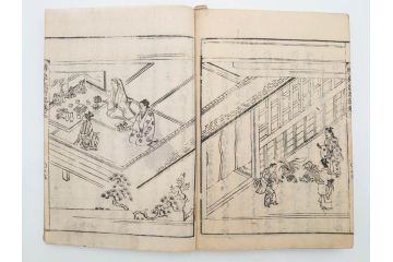 江戸期　貞享5年　貝原好古編録　貝原損軒刪補　「日本歳時記」　7巻4冊揃(木版画、古書、絵入本、年中行事、風習、和本)(R-083697)