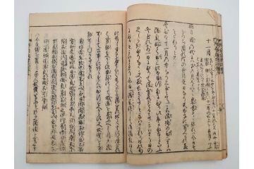 江戸期　貞享5年　貝原好古編録　貝原損軒刪補　「日本歳時記」　7巻4冊揃(木版画、古書、絵入本、年中行事、風習、和本)(R-083697)