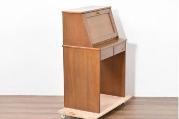 中古　美品　浜松工芸　楢(ナラ)材　シンプルで飽きのこないデザインのライティングビューロー(ワークデスク、簿記机、在宅ワーク用、在宅用)(R-083702)
