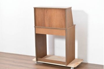 中古　美品　浜松工芸　楢(ナラ)材　シンプルで飽きのこないデザインのライティングビューロー(ワークデスク、簿記机、在宅ワーク用、在宅用)(R-083702)