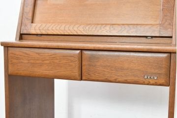 中古　美品　浜松工芸　楢(ナラ)材　シンプルで飽きのこないデザインのライティングビューロー(ワークデスク、簿記机、在宅ワーク用、在宅用)(R-083702)