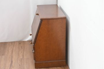 和製ビンテージ　楢(ナラ)材　越後民芸　重厚感と実用性を備えたライティングビューロー(簿記机、ワークデスク、在宅用、在宅ワーク用、ヴィンテージ)(R-083703)