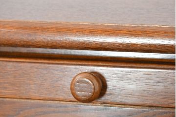 和製ビンテージ　楢(ナラ)材　越後民芸　重厚感と実用性を備えたライティングビューロー(簿記机、ワークデスク、在宅用、在宅ワーク用、ヴィンテージ)(R-083703)