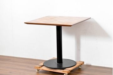 和製ヴィンテージ　天板の幾何学模様に工芸美を感じるダイニングテーブル　(R-083704)