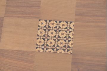 和製ヴィンテージ　天板の幾何学模様に工芸美を感じるダイニングテーブル　(R-083704)