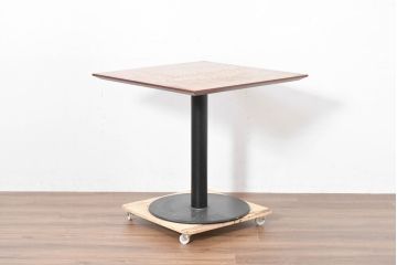 和製ビンテージ　幾何学模様が魅せる工芸美が美しいダイニングテーブル(パーケットリー、象嵌、2人掛け、二人掛け、ヴィンテージ)(R-083705)