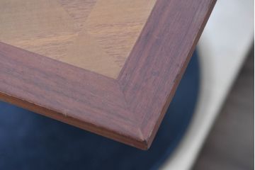 和製ビンテージ　幾何学模様が魅せる工芸美が美しいダイニングテーブル(パーケットリー、象嵌、2人掛け、二人掛け、ヴィンテージ)(R-083705)