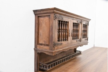 スペインヴィンテージ　木と金具が織りなす構築的な美!!スピンドルが目を引く吊り棚　(R-083710)