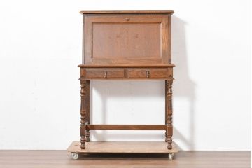 中古　美品　三越家具(現カントリーハウス)　Brugge(ブルージュ)　温かみのある色合いが素敵!カントリースタイルの空間づくりにおすすめのライティングビューロー(簿記机、ワークデスク、在宅用、在宅ワーク用)(定価約36万円)(R-083715)