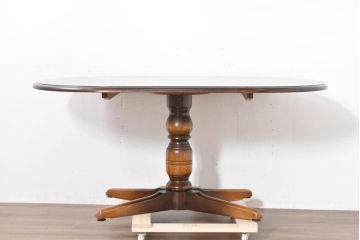 中古　美品　飛騨産業　キツツキマーク　穂高シリーズ　気品漂う佇まいが素敵なダイニングテーブル(食卓、4人掛け、6人掛け、オーバルテーブル、4人用、6人用)(R-083718)