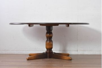 中古　美品　飛騨産業　キツツキマーク　穂高シリーズ　気品漂う佇まいが素敵なダイニングテーブル(食卓、4人掛け、6人掛け、オーバルテーブル、4人用、6人用)(R-083718)