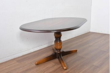 中古　美品　飛騨産業　キツツキマーク　穂高シリーズ　気品漂う佇まいが素敵なダイニングテーブル(食卓、4人掛け、6人掛け、オーバルテーブル、4人用、6人用)(R-083718)