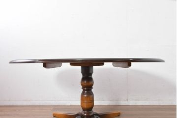 中古　美品　飛騨産業　キツツキマーク　穂高シリーズ　気品漂う佇まいが素敵なダイニングテーブル(食卓、4人掛け、6人掛け、オーバルテーブル、4人用、6人用)(R-083718)