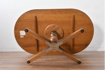 中古　美品　飛騨産業　キツツキマーク　穂高シリーズ　気品漂う佇まいが素敵なダイニングテーブル(食卓、4人掛け、6人掛け、オーバルテーブル、4人用、6人用)(R-083718)