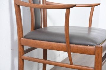 中古　モリシゲ(MORISHIGE/森繁)　ミッドセンチュリーデザイン　本革　モダンな空間づくりにおすすめの高級ダイニングチェア(椅子、イス、アームチェア)(R-083725)