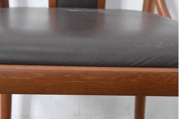 中古　美品　モリシゲ(MORISHIGE/森繁)　ミッドセンチュリーデザイン　本革　モダンな空間づくりにおすすめの高級ダイニングチェア(椅子、イス、アームレスチェア)(定価1脚約12万円)(R-083726)