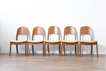中古　シラカワ(shirakawa)　楢(ナラ)材　温かみを感じるデザインが魅力のダイニングチェア5脚セット(アームレスチェア、椅子、イス、バラ売り可能)(R-083728)