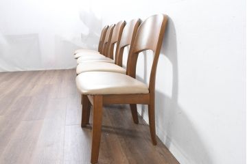 中古　シラカワ(shirakawa)　楢(ナラ)材　温かみを感じるデザインが魅力のダイニングチェア5脚セット(アームレスチェア、椅子、イス、バラ売り可能)(R-083728)