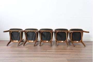 中古　シラカワ(shirakawa)　楢(ナラ)材　温かみを感じるデザインが魅力のダイニングチェア5脚セット(アームレスチェア、椅子、イス、バラ売り可能)(R-083728)