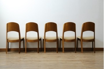 中古　シラカワ(shirakawa)　楢(ナラ)材　温かみを感じるデザインが魅力のダイニングチェア5脚セット　(R-083728)