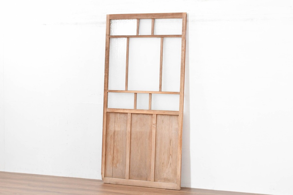 アンティーク建具　昭和初期　レトロデザインのガラス戸1枚　(R-083730)