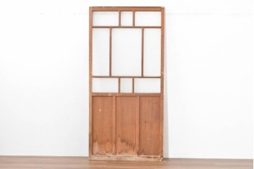 アンティーク建具　昭和初期　レトロデザインのガラス戸1枚　(R-083730)