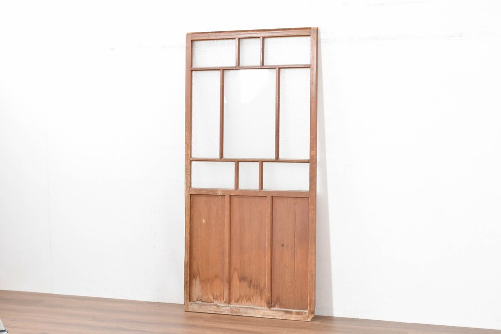 アンティーク建具　昭和初期　レトロデザインのガラス戸1枚　(R-083730)