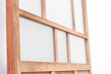 アンティーク建具　昭和初期　レトロデザインのガラス戸1枚　(R-083730)