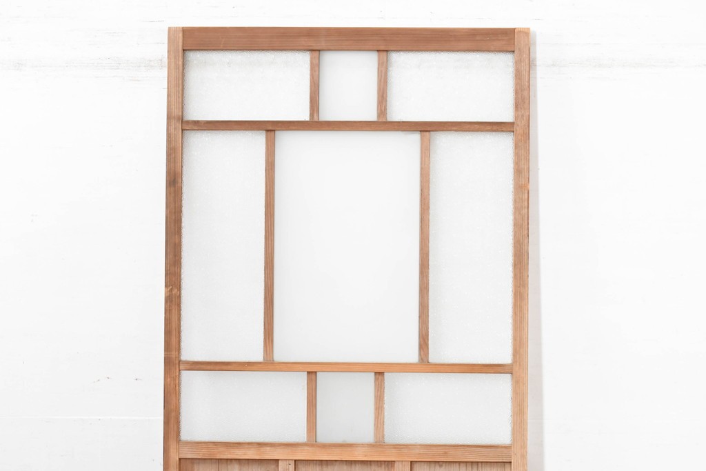 アンティーク建具　昭和初期　レトロデザインのガラス戸1枚　(R-083730)