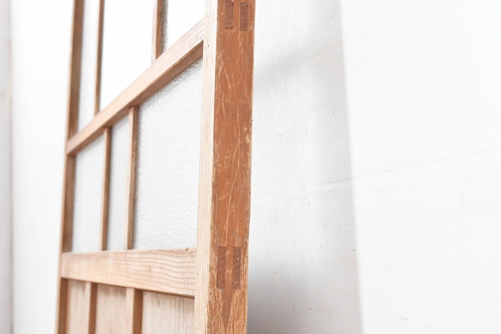アンティーク建具　昭和初期　レトロデザインのガラス戸1枚　(R-083730)