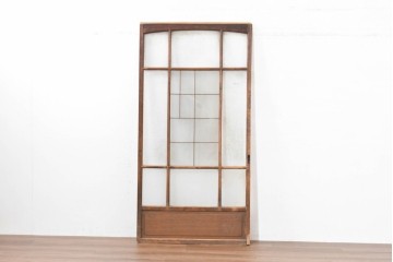 ヴィンテージ建具　昭和中期　上部のアーチがアクセント　作りの良いガラス戸1枚　(R-083731)