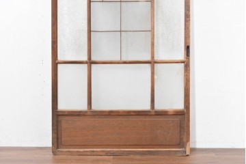 ヴィンテージ建具　昭和中期　上部のアーチがアクセント　作りの良いガラス戸1枚　(R-083731)