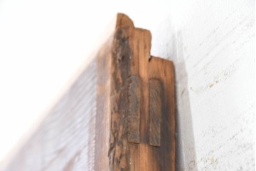 ヴィンテージ建具　昭和中期　上部のアーチがアクセント　作りの良いガラス戸1枚　(R-083731)